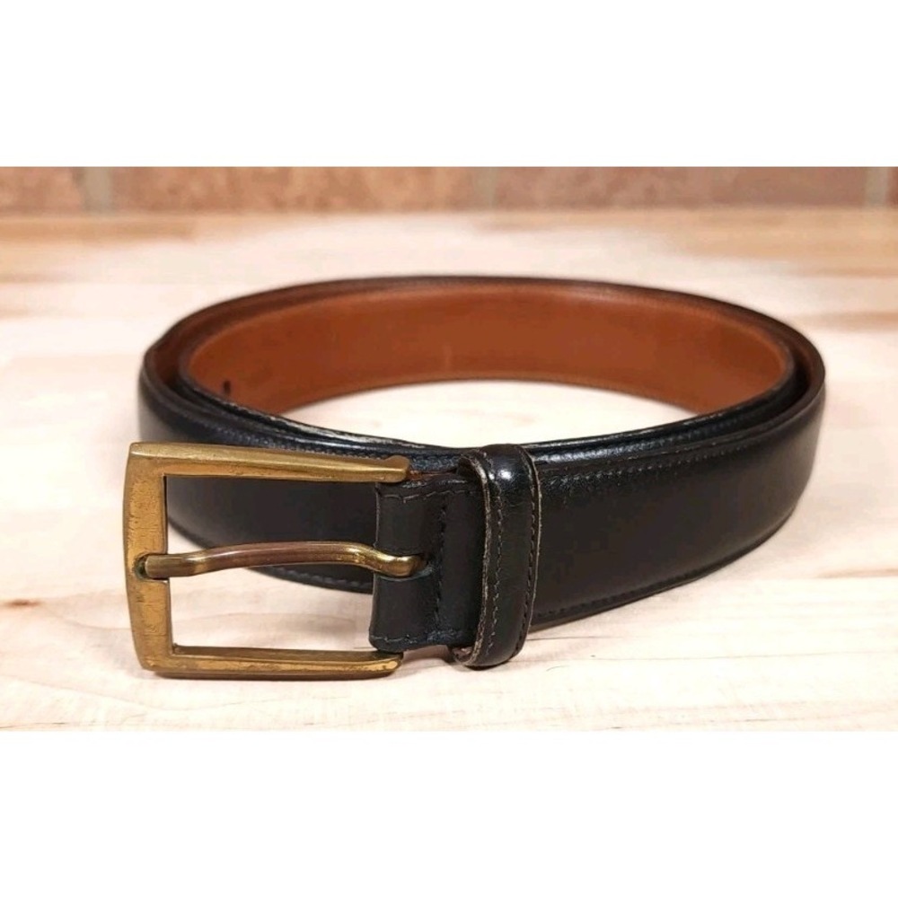 Trafalgar Bos Taurus Midwestern‎ Basic Glove Leather Black Belt 34 Handmade USA